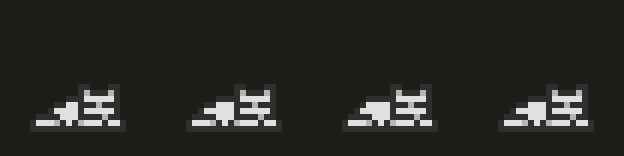 Four frames of a pixel cat curled up asleep